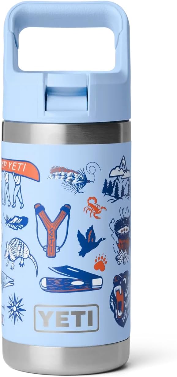 YETI Rambler Jr Kinder Trinkflasche 12 oz (354 ml) Big Sky Summer Camp – Edelstahl Trinkflasche mit