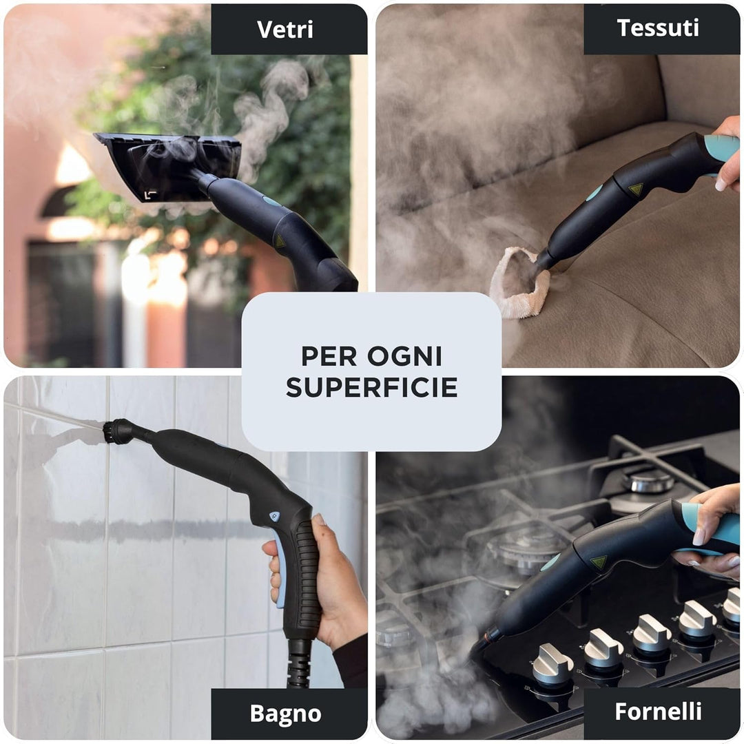 Ariete 4145 XVapor Comfort Dampfreiniger, tötet 99,9% Keime und Bakterien, Zubehör-Set, Dauerdampf 4