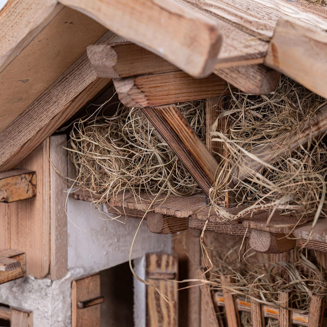Bonetti Grosse Weihnachtskrippe | aus Holz und Gips gefertigt | mit Moos, Steinen und Stroh geschmüc