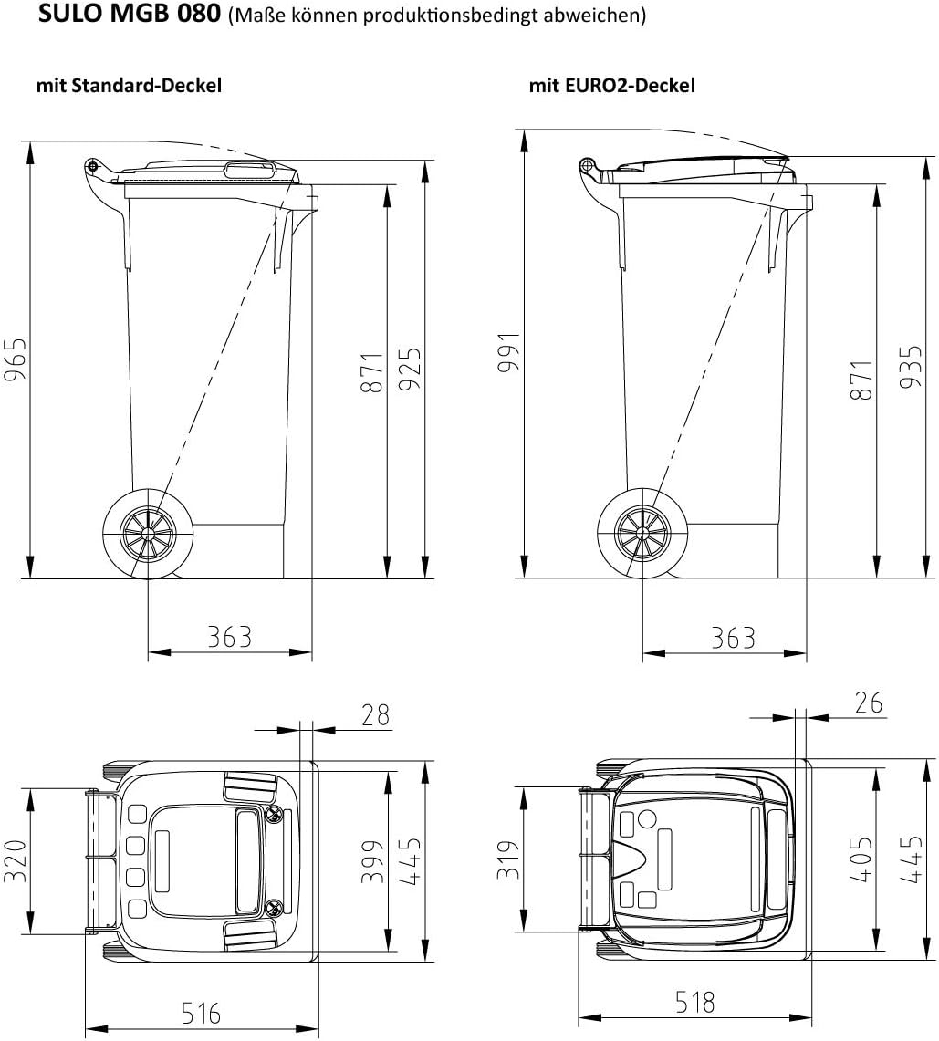 Sulo Mülltonne 80 L, rot, Mülltonne, Recycling Bin, Müll Container mit Deckel, Selective Sortieren (
