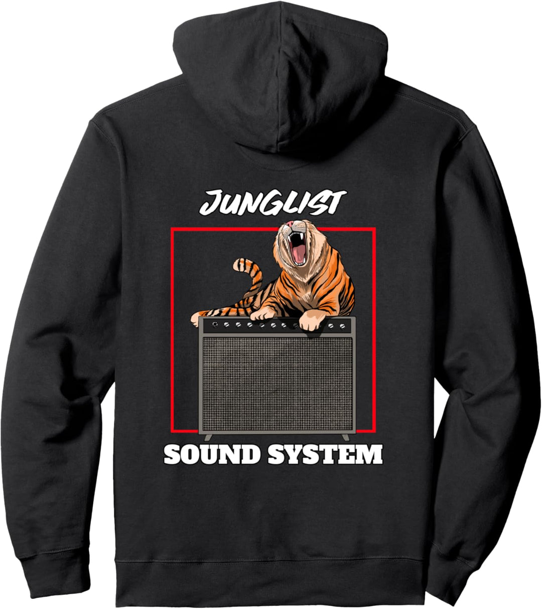 Drum and Bass Music Liquid Jungle Tiger Soundsystem Pullover Hoodie