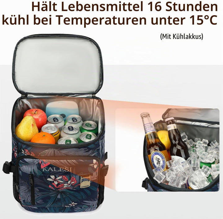 Kalesi Kühlrucksack 36 Dosen Leichter Isolierter Rucksack Kühler Auslaufsicher Reise Camping Mittage