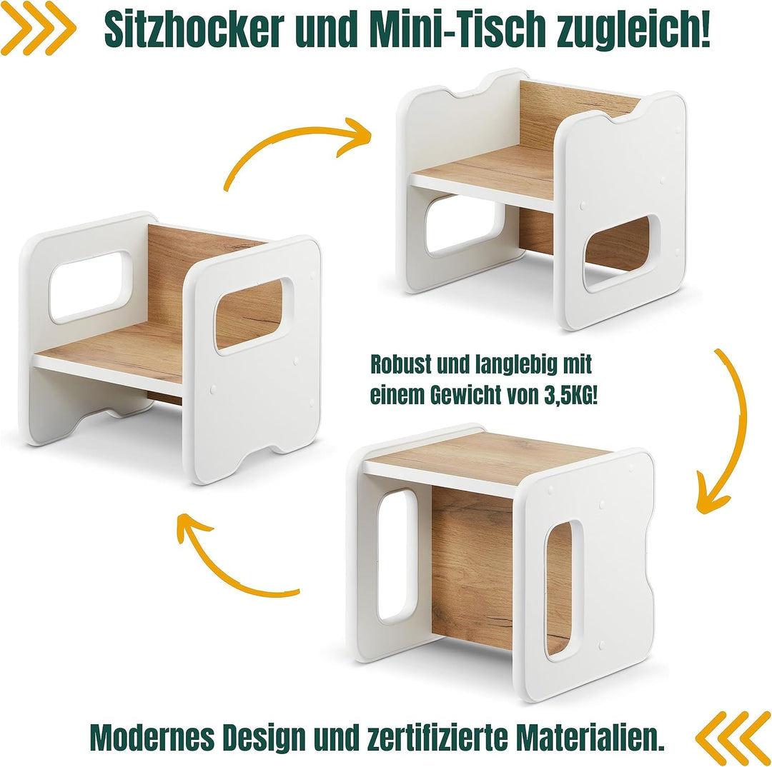 defiPad Sitzhocker für Kinder | Stylisch Wendehocker | Kindersessel ab 1 Jahr | Babystuhl Hocker Hol