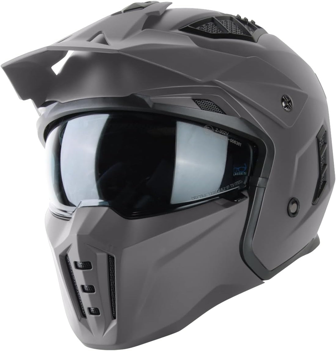 VINZ Kioto Jethelm / Streetfighter Helm | ECE 22.06 zugelassen | Rollerhelm mit Sonnenvisier / Sonne