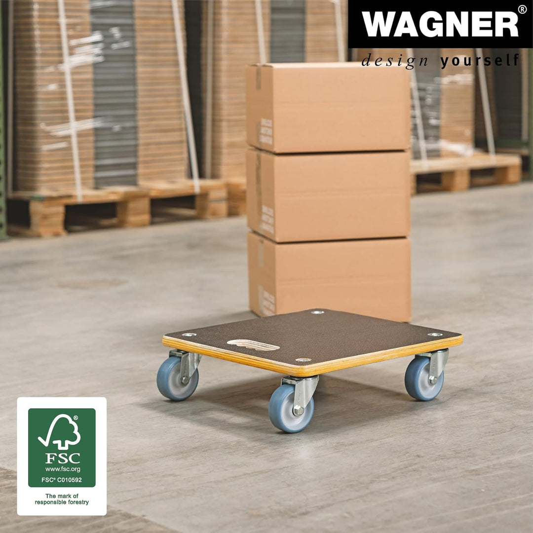 Wagner Transporthilfe MM 1340 I 38 x 38 x 11 cm - Tragkraft 300 kg ideal für schwer beladene Kisten,
