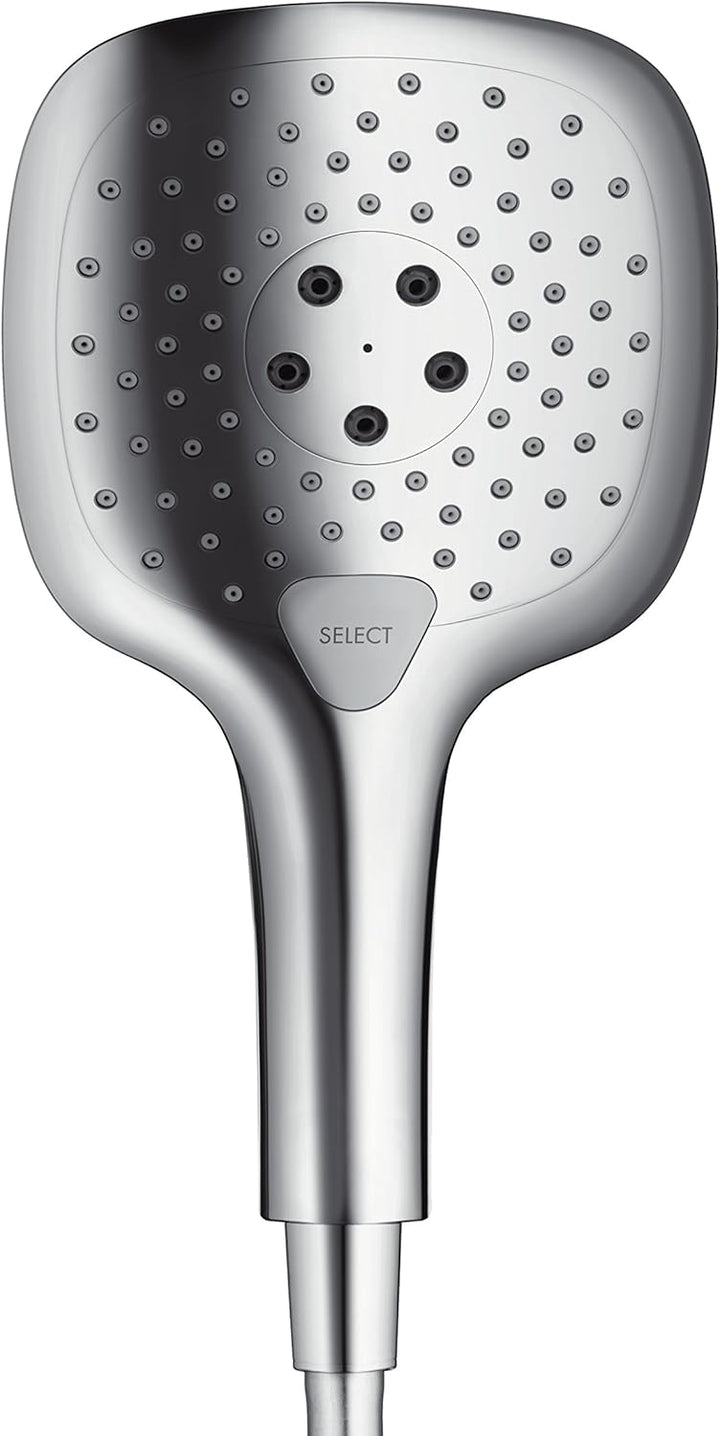 hansgrohe Raindance Select E 150 Duschset 0,90m, 3 Strahlarten mit Seifenablage, Chrom Chrom 0,90m S