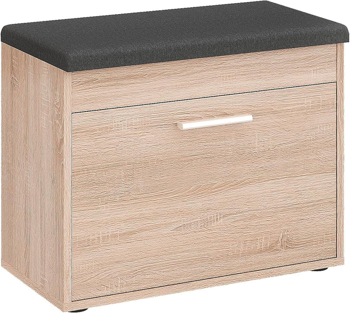 KOMTO Schuhbank mit Sitzfläche Sonoma Eiche – Schuhschrank mit Sitzbank, Schuhbank mit Klappe, Schuh