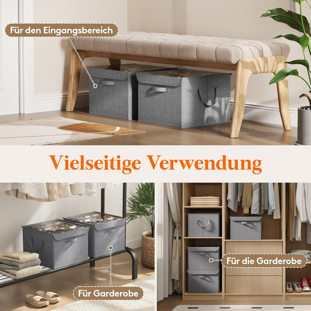 Lifewit Schuh Organizer 2er Set für 16-32 Paar, Grosser Schuhkarton für den Kleiderschrank mit Unter