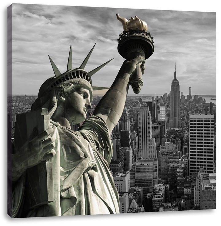 Pixxprint Freiheitsstatue in New York als Leinwandbild/Grösse: 70x70 cm/Wandbild/Kunstdruck/fertig b