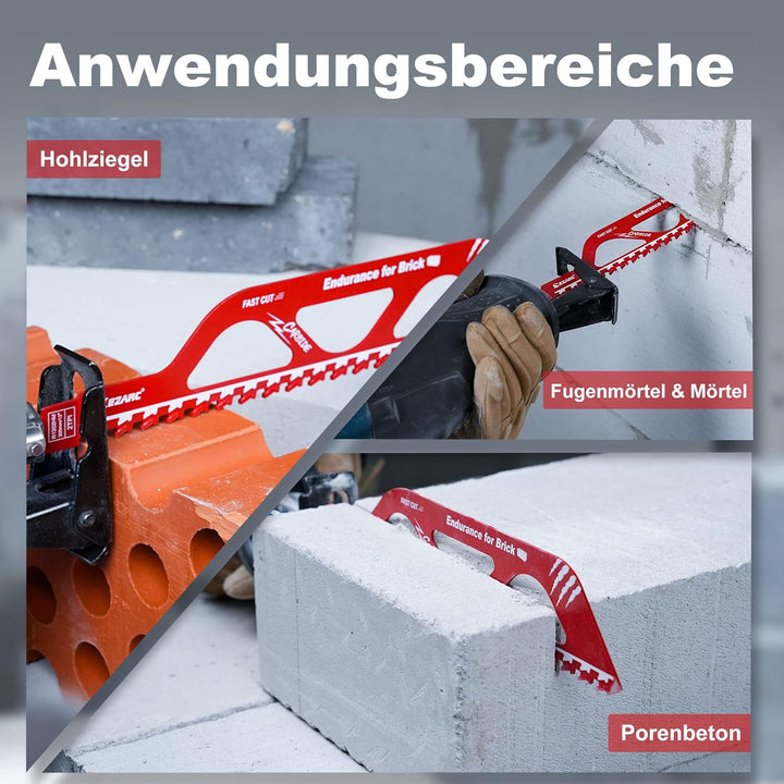 EZARC Säbelsägeblätter Stein Säbelsägeblatt aus Hartmetall Sägeblätter Set für Porenbeton, Hohlziege