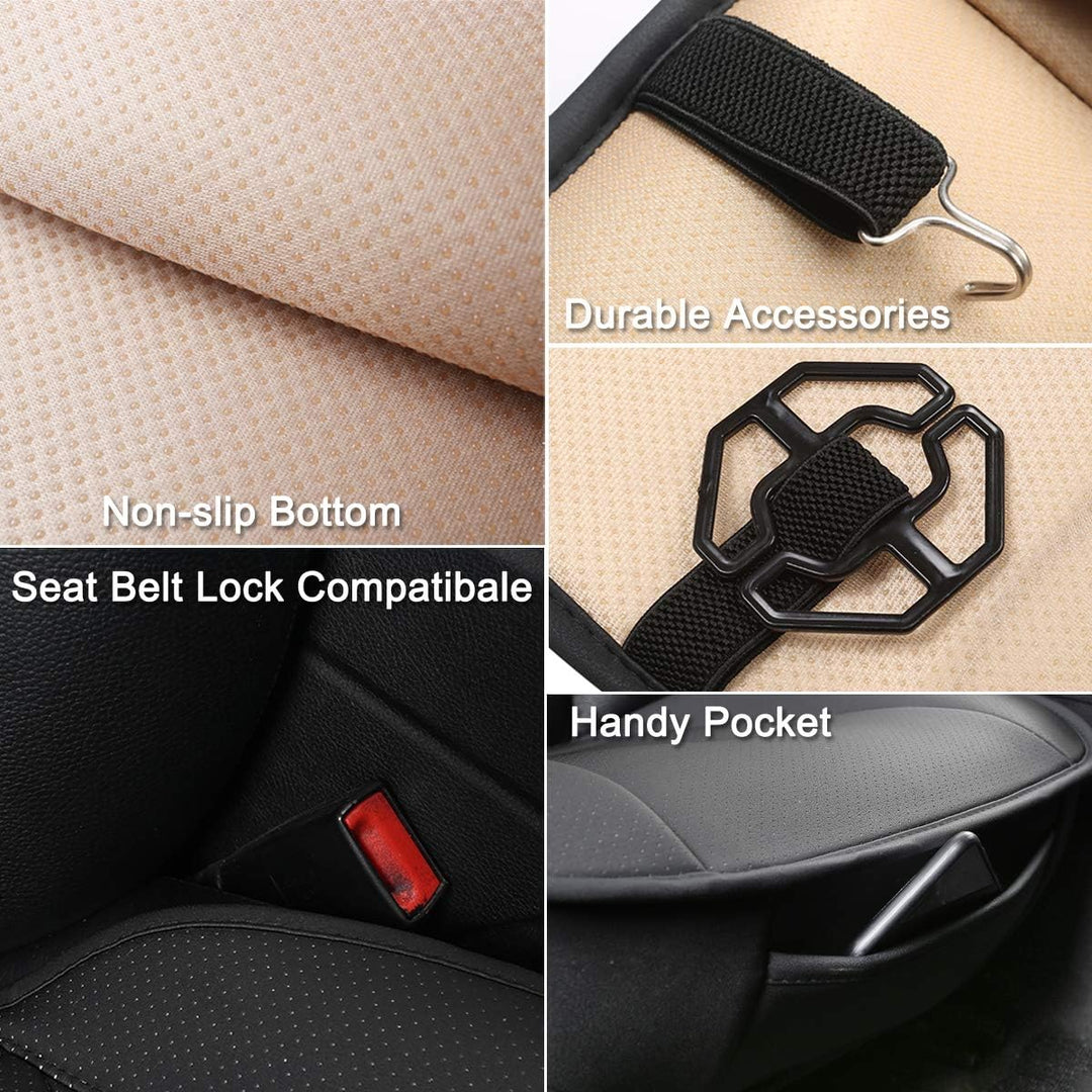 LUOLLOVE Sitzbezüge Auto Universal Leder Super Weich für Vordersitz 2PCS (Beige 52 x 51 cm) 2PCS Bei