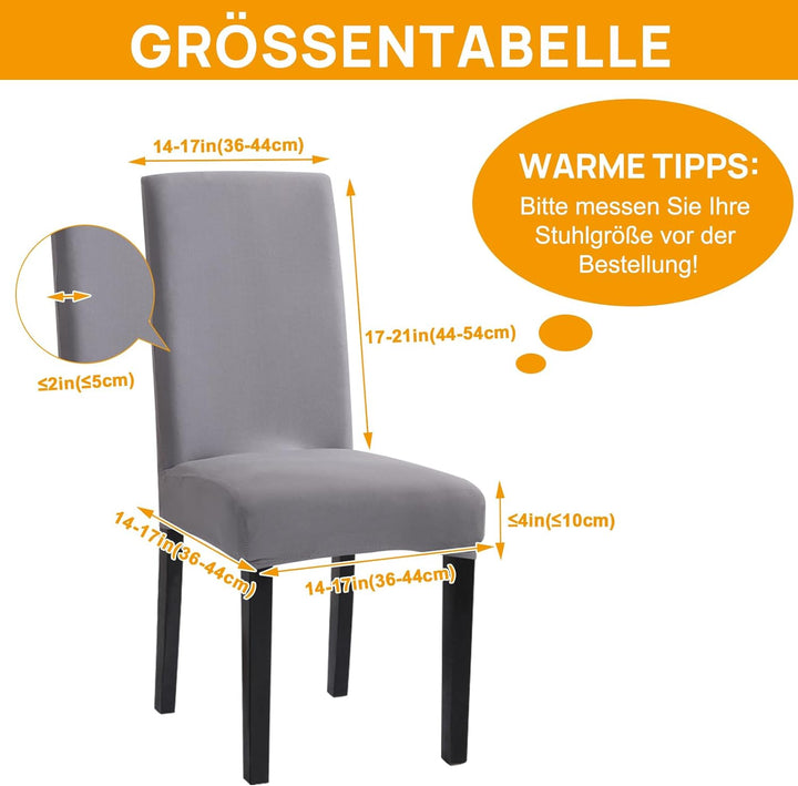 Sufdari Stuhlhussen 6er Set Grau, Stretch Esszimmer Stuhlbezug für Esszimmerstühle, Abnehmbarer Wasc