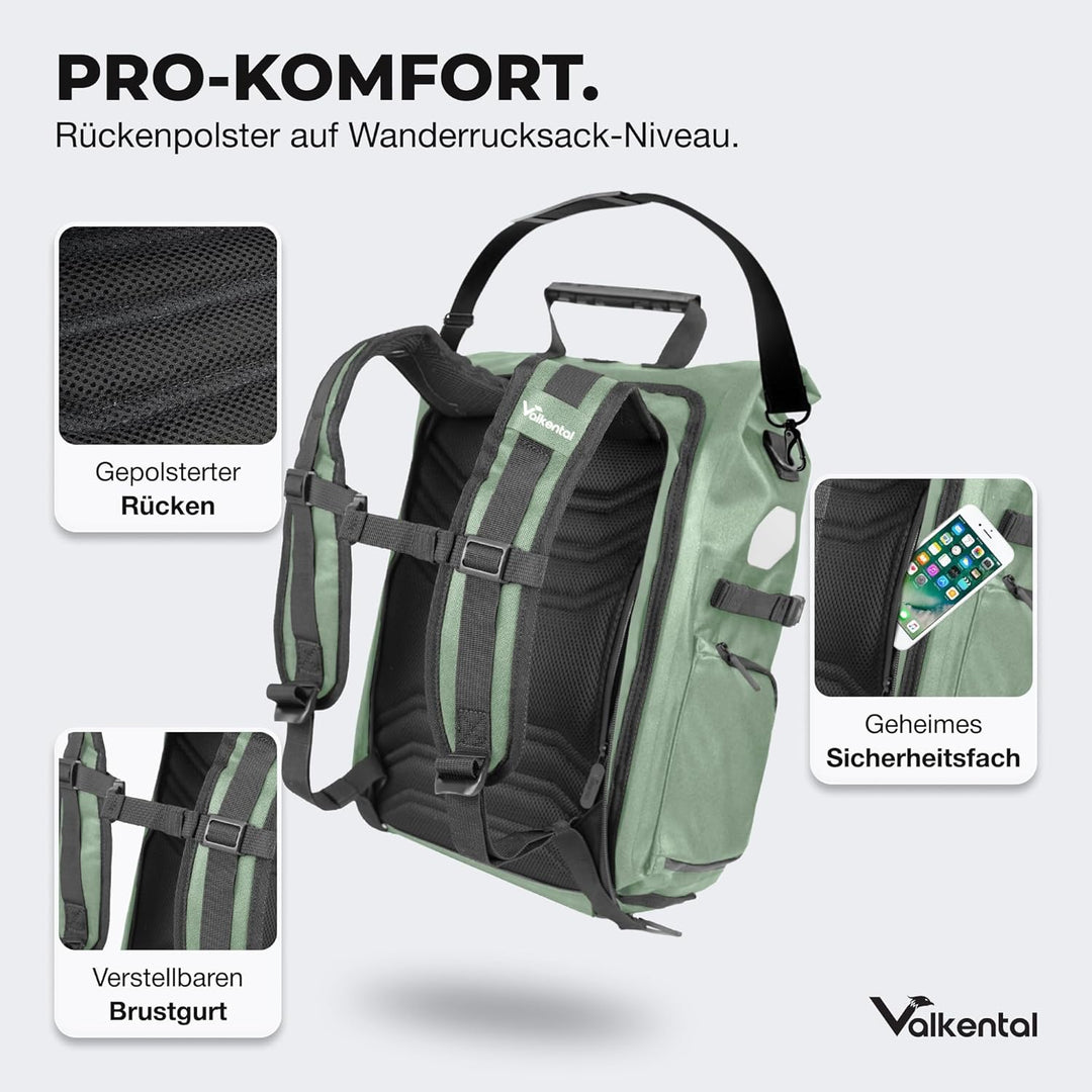 Valkental® - 3in1 Fahrradtasche Pro - Das Original - Hochwertiges Nylon - 23L Volumen - Geeignet als
