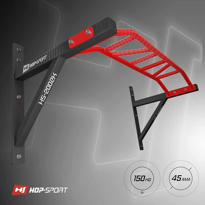 Hop-Sport Multigriff Klimmzugstange für Wand HS-2002K - Profi Fitness Pull Up Bar für zuhause mit vi