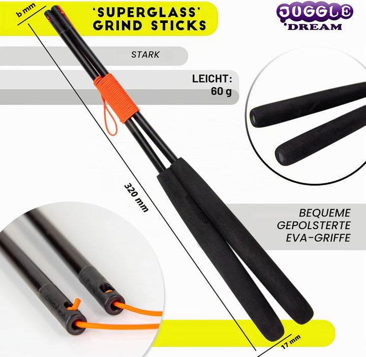 Juggle Dream Jester Diabolo Jonglierset – Fester Achse Profi-Diabolo mit Superglass-Handstäben, Onli