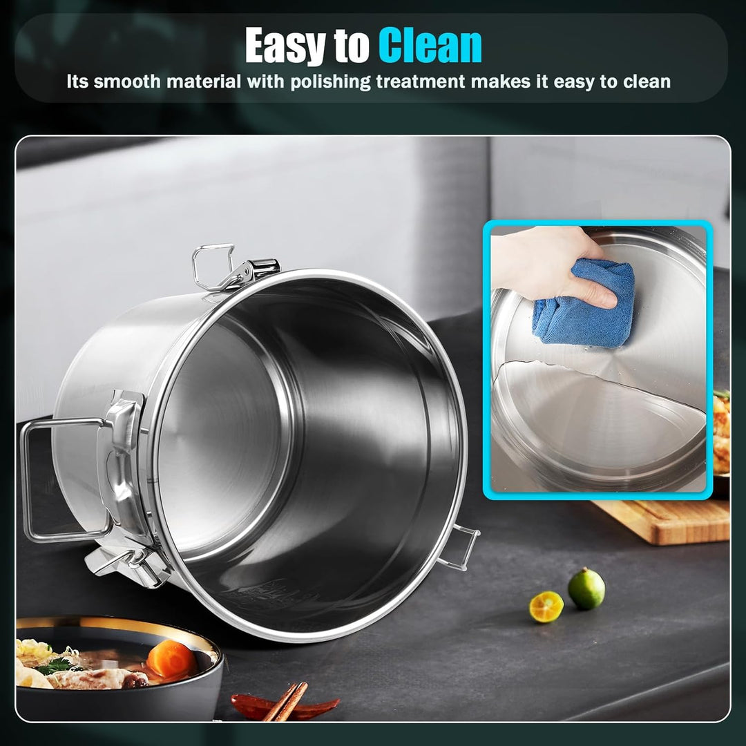 OBLLER Edelstahl Getreidebehälter Luftdichter Kanister Lebensmitteln aus Küche Edelstahl Eimer Mehlb