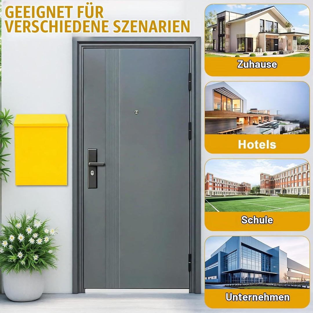Wandbriefkasten Metall, 22 * 6.5 * 29cm Postkasten mit Schloss Klein, Dekorativer Briefkasten Bunt m