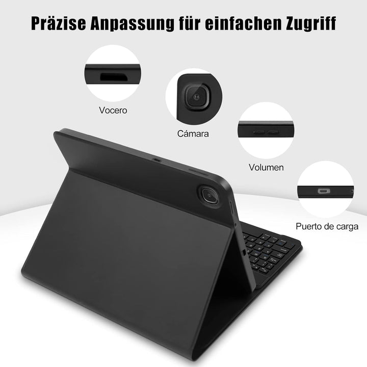 Zabatoco Samsung S6 Lite Table Hülle mit Tastatur (Deutsches QWERTZ) Abnehmbarer magnetischer Blueto