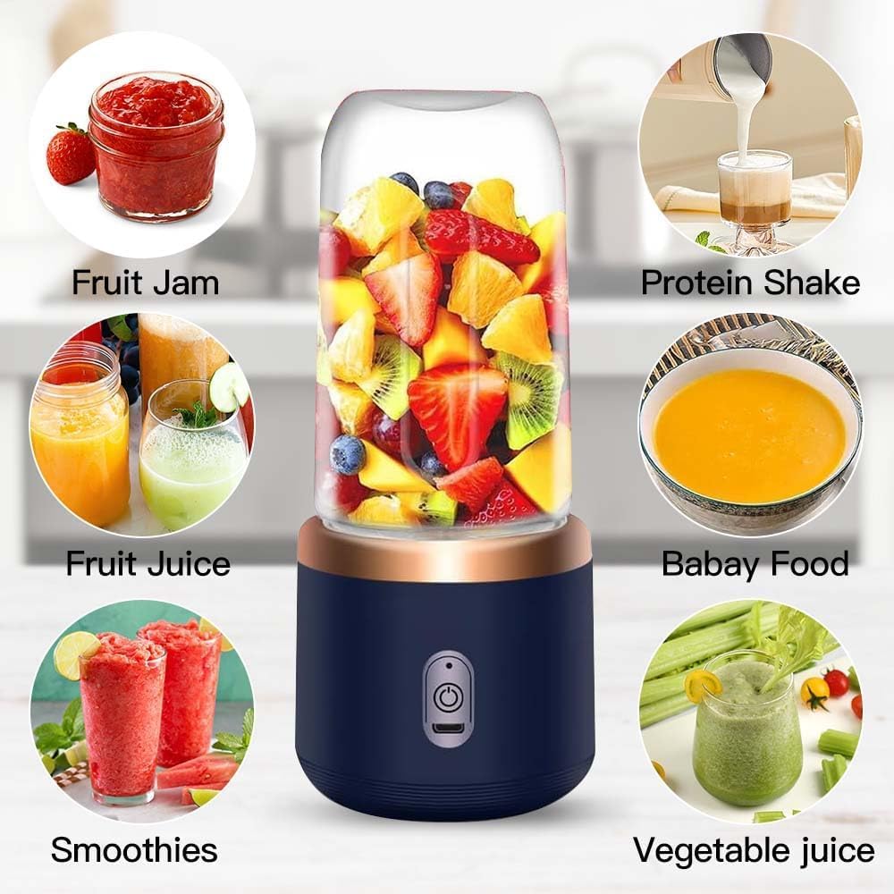 Smoothie Maker, 400ml Tragbarer Mixer Mini Blender mit 6-Klingen Edelstahl Klein Smoothie Maker to G