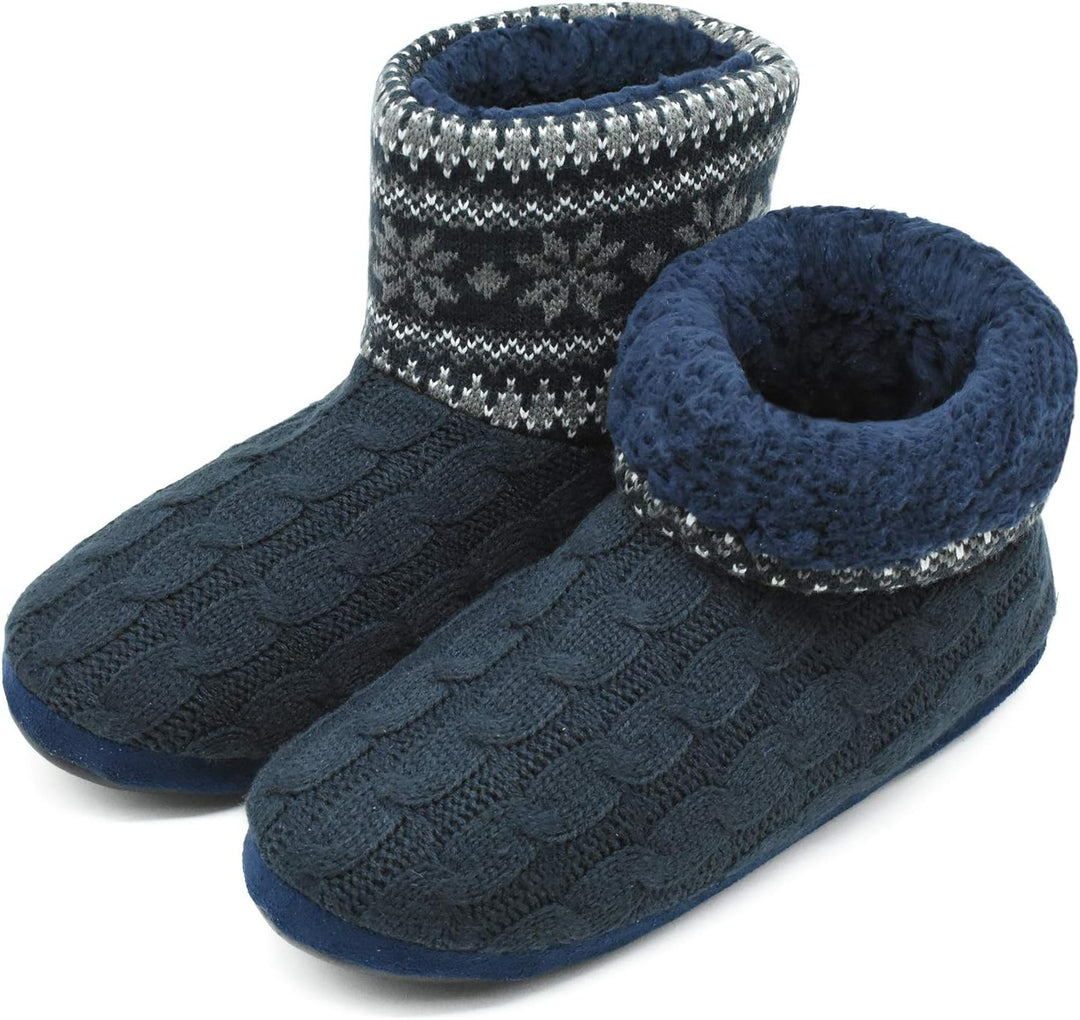 COFACE Herren Hüttenschuhe Lammfell Winter Hausschuhe Warme Plüsch Gefütterte Hausstiefel Männer Hau