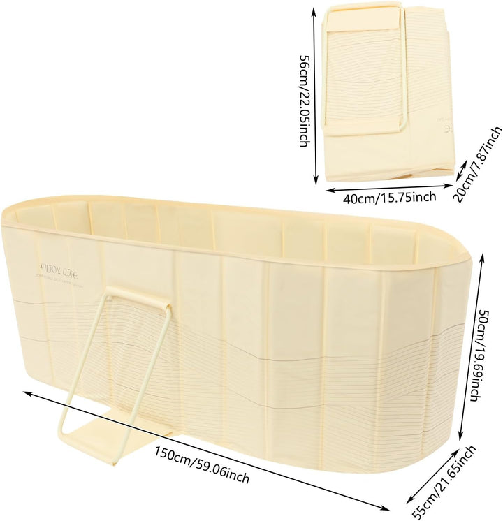 Faltbare Badewanne für Erwachsene, platzsparend & isoliert, 150 cm Länge, freistehend mit Doppel-Abf