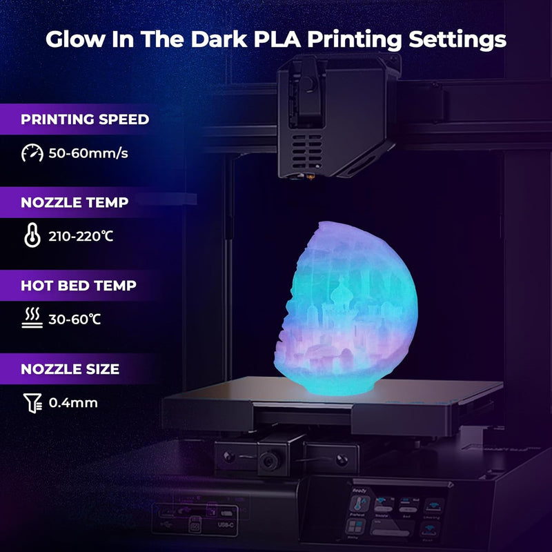 AMOLEN PLA Filament Glow in The Dark Multicolor Rainbow PLA Filament, Farbverlauf 3D Drucker Filamen