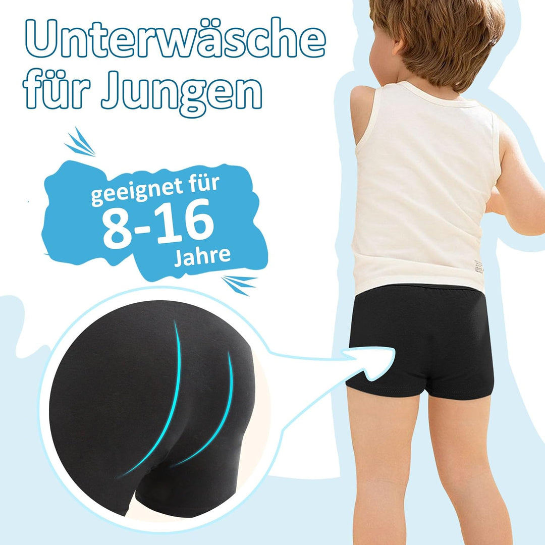 L&K-II Boxershorts Jungen Baumwolle Kinder Unterhosen 10er Pack 1604 134-140 10er Black, 134-140 10e