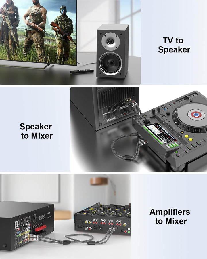 EMK Dual RCA auf Dual 1/4 Zoll Kabel, 2x Cinch auf 2x 6.35mm TS Mono Audio Kabel, Patchkabel für Ver