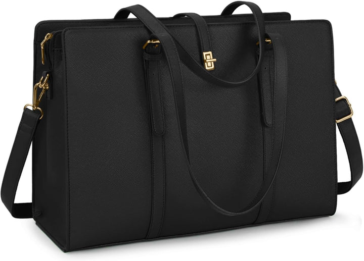 IGOLUMON Handtasche Damen Shopper Damen Gross Schwarz Wasserdicht Laptop Tasche Damen 15.6 Zoll PU L