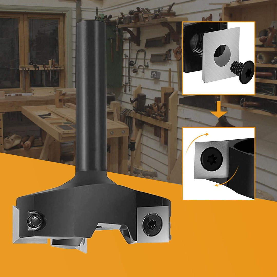 SpeTool 3 Flöten Planfräser für Oberfräse 60 mm Schnittdurchmesser, 12 mm Schaft Hobelfräser mit Wen