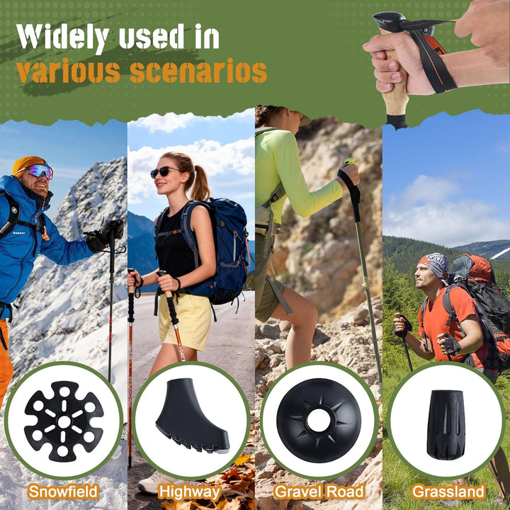 Trekkingstöcke 2 Aluminium Walking Stöcke Foldable 110-130 cm Hiking Pole Set of Rubber Buffer & Bag