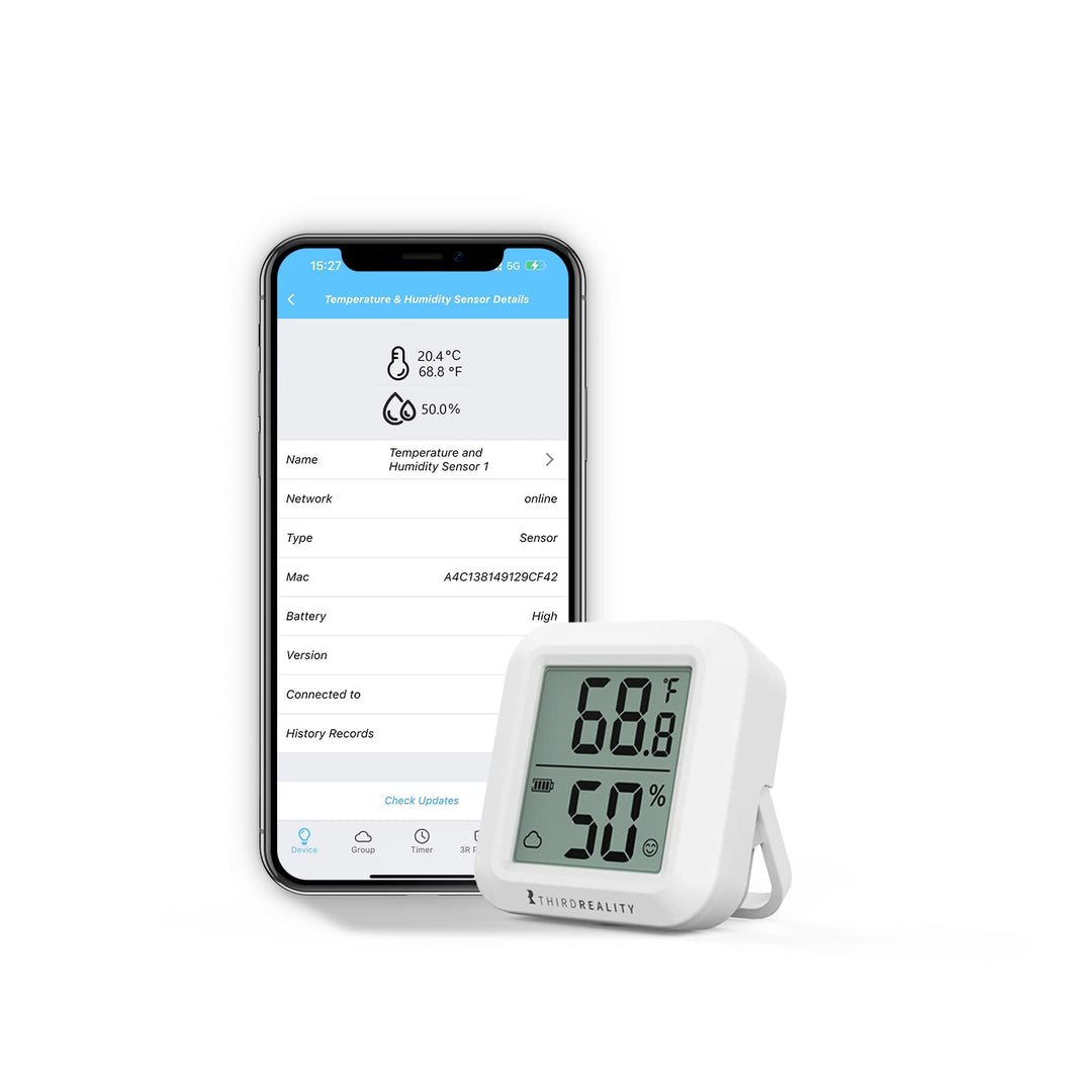 THIRDREALITY Zigbee Temperatur- und Feuchtigkeitssensor mit Digitalem LCD-Display, ZigBee Hub Erford