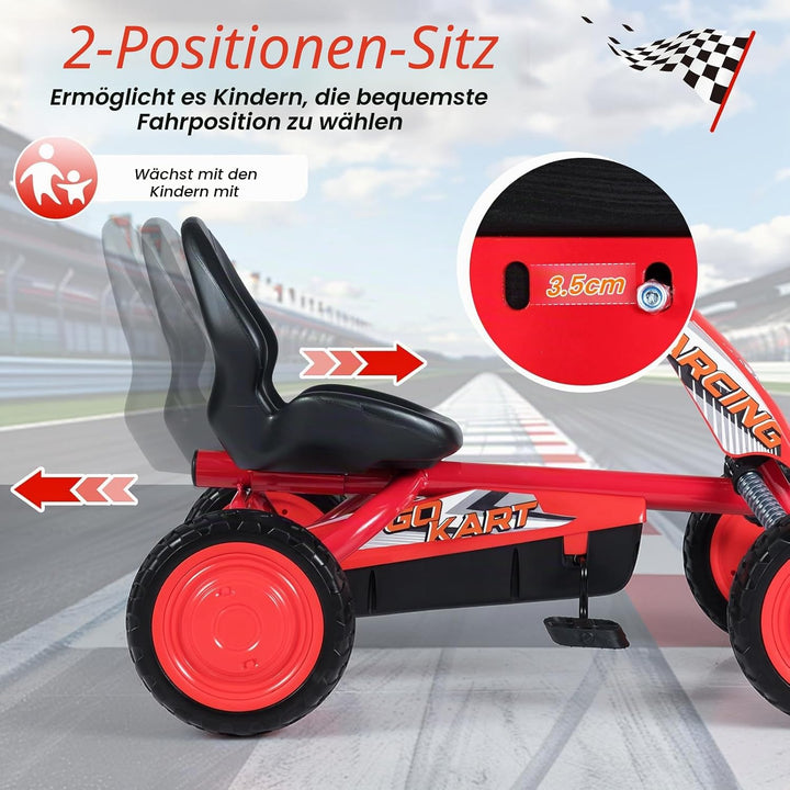 FANTASK Kinder Gokart mit Pedal, Verstellbarer Sitz, Vor- &amp; Rückwärtsgang, Belastbar bis 30 kg, Outd