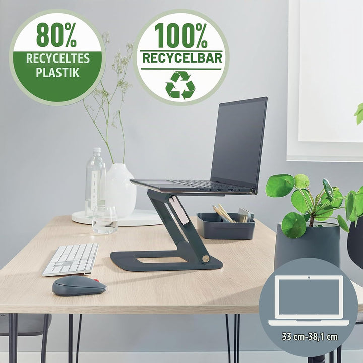 Leitz Ergo höhenverstellbarer Multi-Winkel Laptopständer, für 13“ - 15“ Laptops, 80% recycelter Kuns