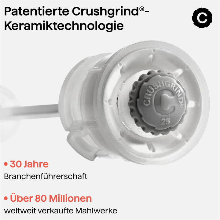 Crushgrind Billund Gewürzmühle mit Keramikmahlwerk Braun | Salz und Peffermühle mit verstellbarem Ma