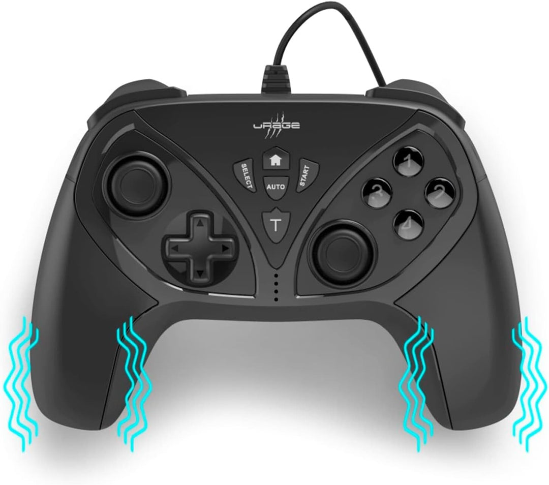 uRage Gamepad “Vendetta 210”, ergonomisches Design, 4 Zusatztasten, Dual-Vibration, Anti-Rutsch-Besc