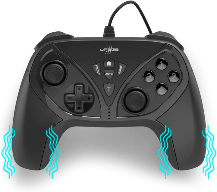 uRage Gamepad “Vendetta 210”, ergonomisches Design, 4 Zusatztasten, Dual-Vibration, Anti-Rutsch-Besc
