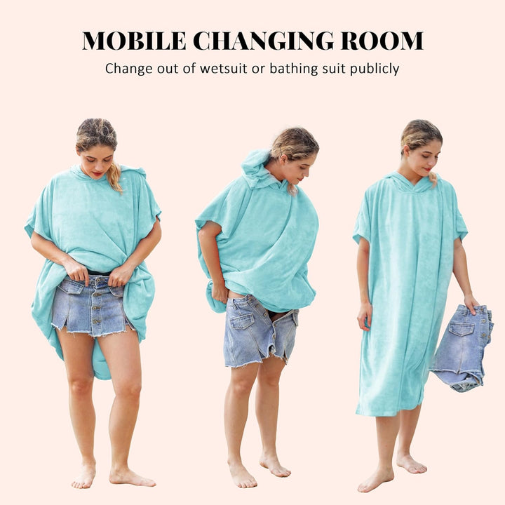 Kato Tirrinia Mikrofaser Frottee Surf Poncho Handtuch Badeponcho Bademäntel Sauna Damen Herren, Gros