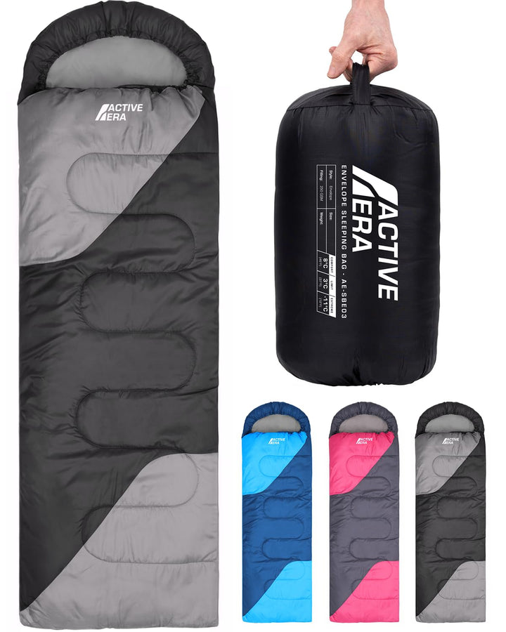 Active Era Premium Mumienschlafsack 250 GSM, Schlafsack Winter & Sommer, 0°C bis 15°C, Indoor und Ou