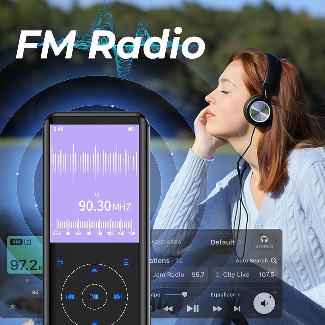 64GB MP3 Player Bluetooth 5.3, HiFi Musik Lossless Sound, Metallgehäuse Built-in HD Speaker，Touch-Ta