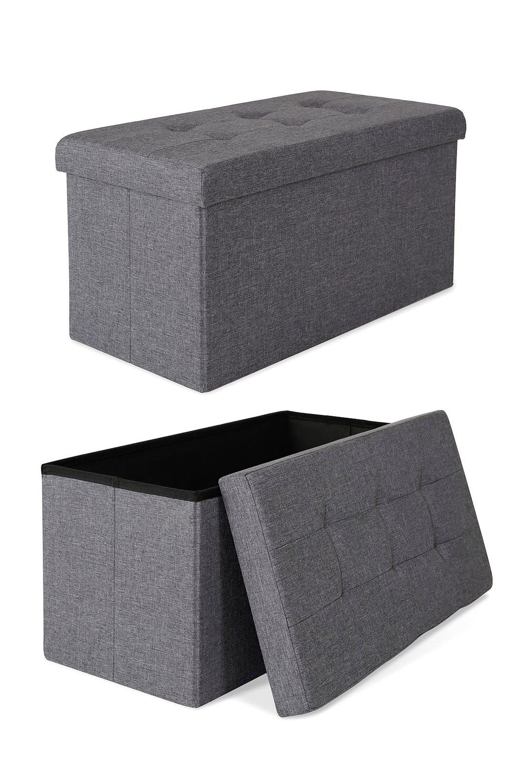 dibea Sitzhocker faltbar max 300 kg Leinen, 76x38x38 cm grau, 76x38x38 cm Grau