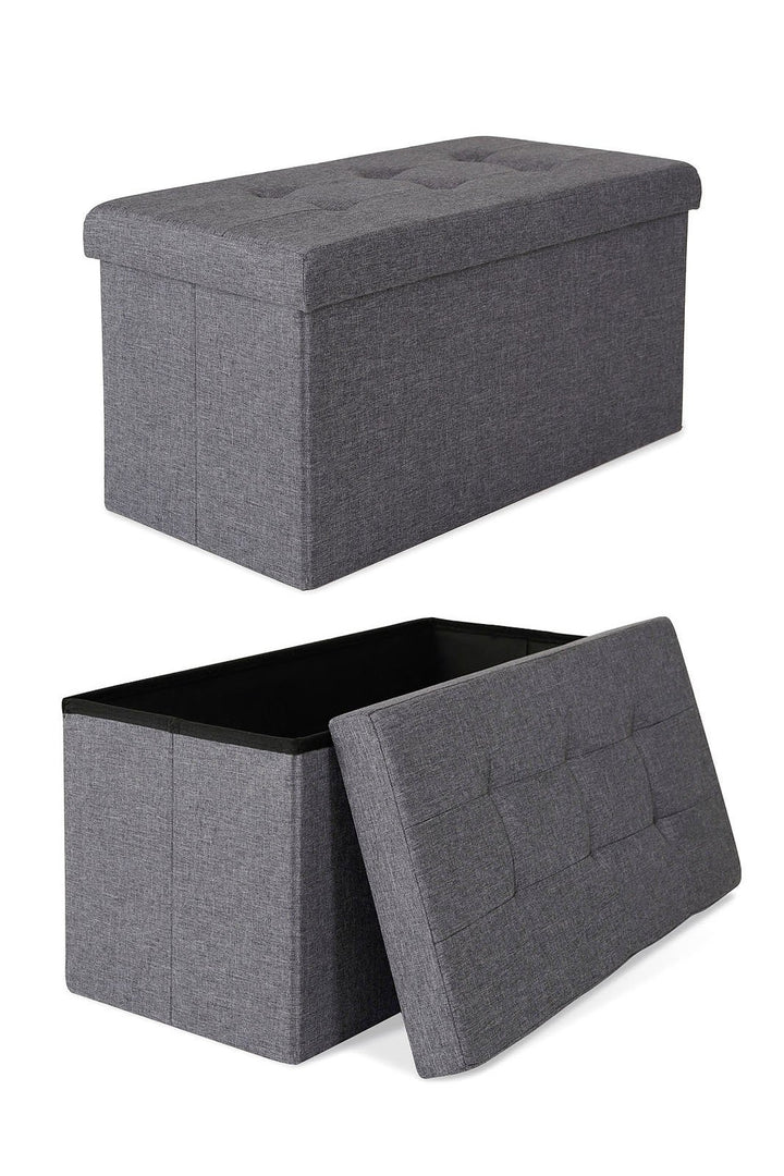 dibea Sitzhocker faltbar max 300 kg Leinen, 76x38x38 cm grau, 76x38x38 cm Grau