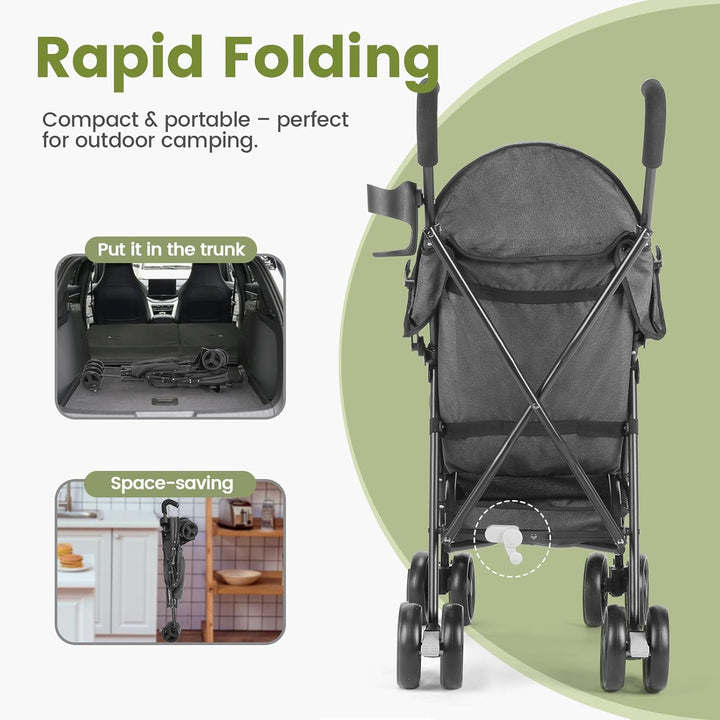 Kinderwagen, Reisekinderwagen mit faltbarem Kinderwagen mit verstellbarem Verdeck, zusammenklappbare