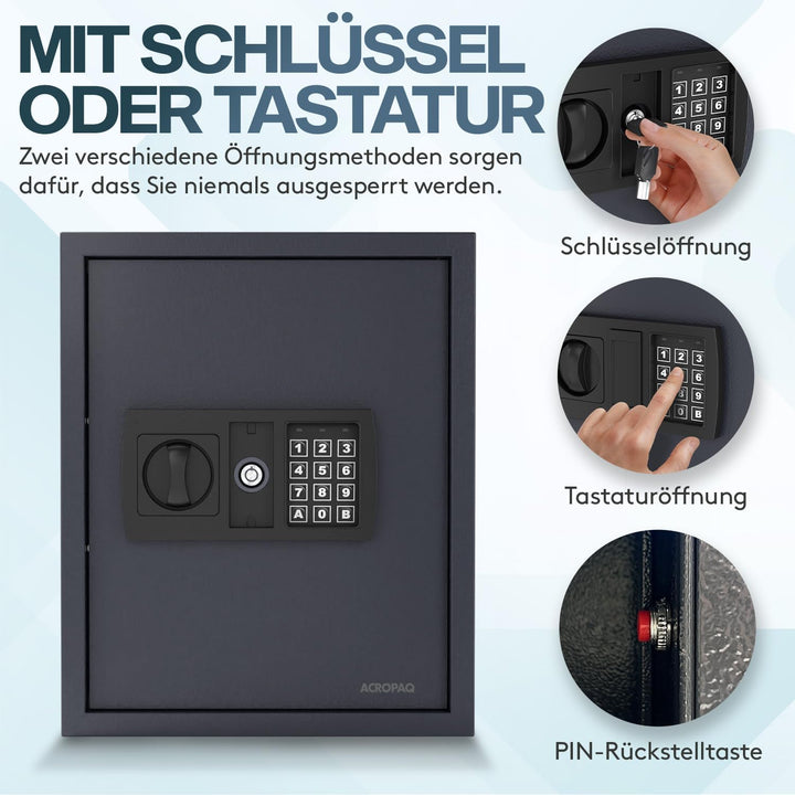 ACROPAQ Schlüsselschrank mit Zahlencode - Für bis zu 48 Schlüssel, Inkl. 48 Anhänger, Mit elektronis