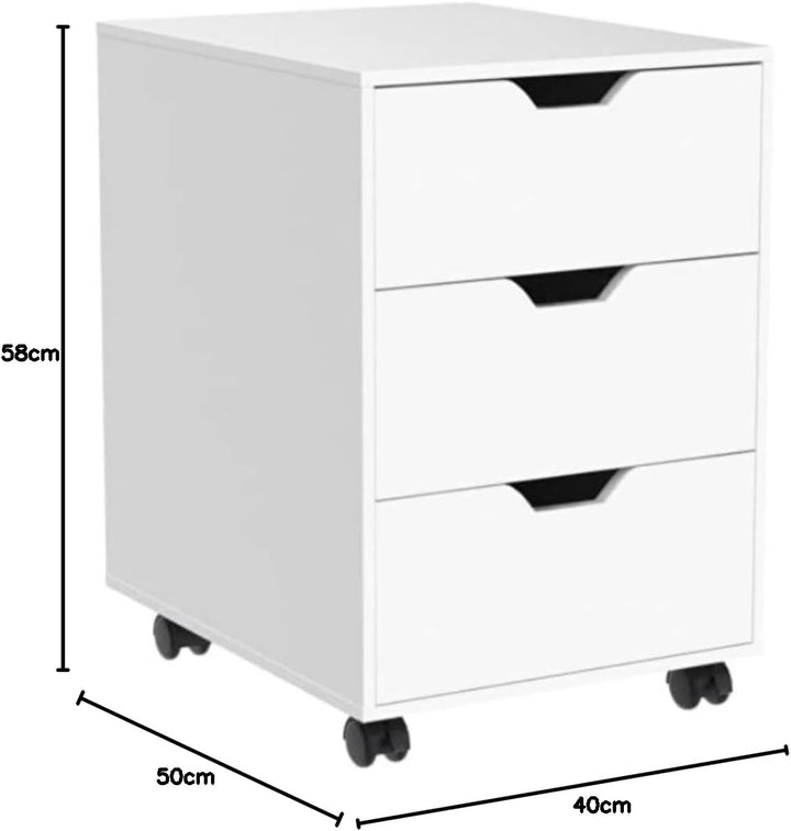 NICEME Bürocontainer mit 3 Schubladen, Rollcontainer unter Schreibtisch,Büroschrank für Dokumente, a