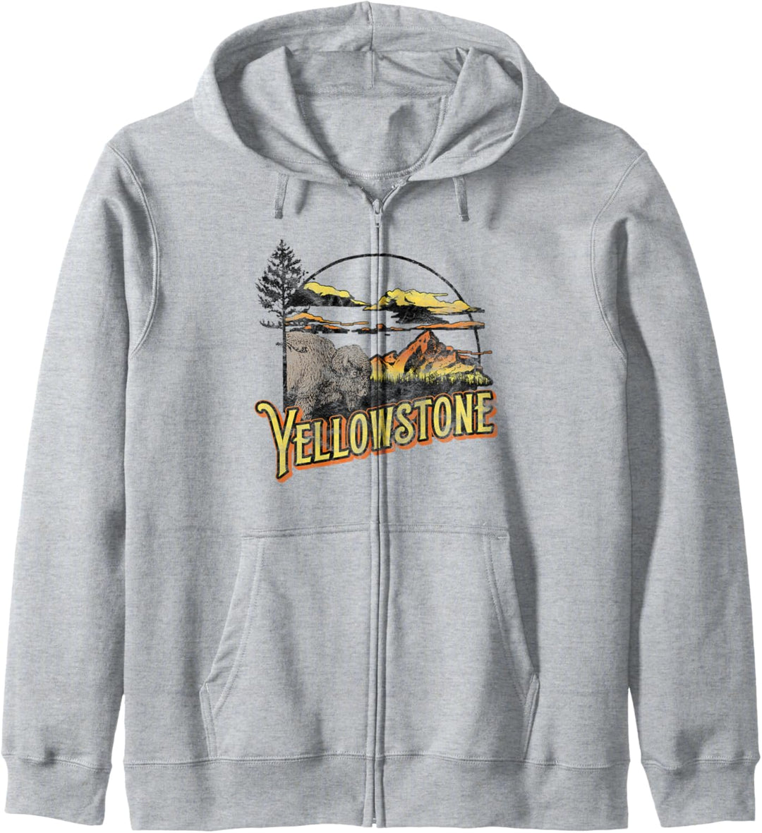 Yellowstone National Park Old School Bison & Mountain Kapuzenjacke