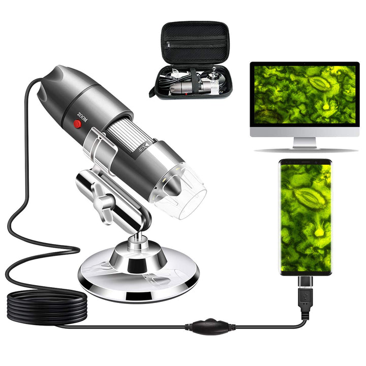 Cainda USB-Mikroskop-Kamera, 40 x bis 1000 x, digitales Mikroskop mit Metallständer und Tragetasche,