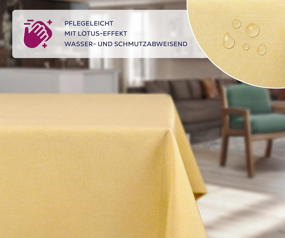 BEAUTEX fleckenabweisende und bügelfreie Tischdecke - Tischtuch mit Lotuseffekt - Tischwäsche in Lei