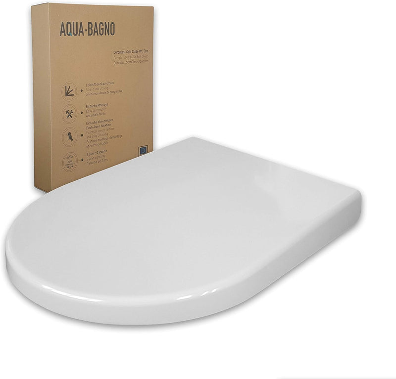 Aqua Bagno | Universeller Toilettendeckel & WC-Sitz mit Absenkautomatik, abnehmbarer Klodeckel D-For