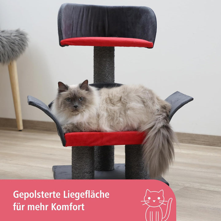 Kerbl 81548 Kratzbaum Lounge Deluxe, Höhe: 70 cm, grau/rot